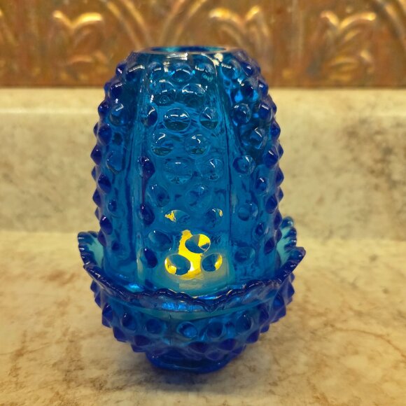 Vintage Fenton Hobnail Blue Fairy Lamp. Excellent! - Picture 9 of 9